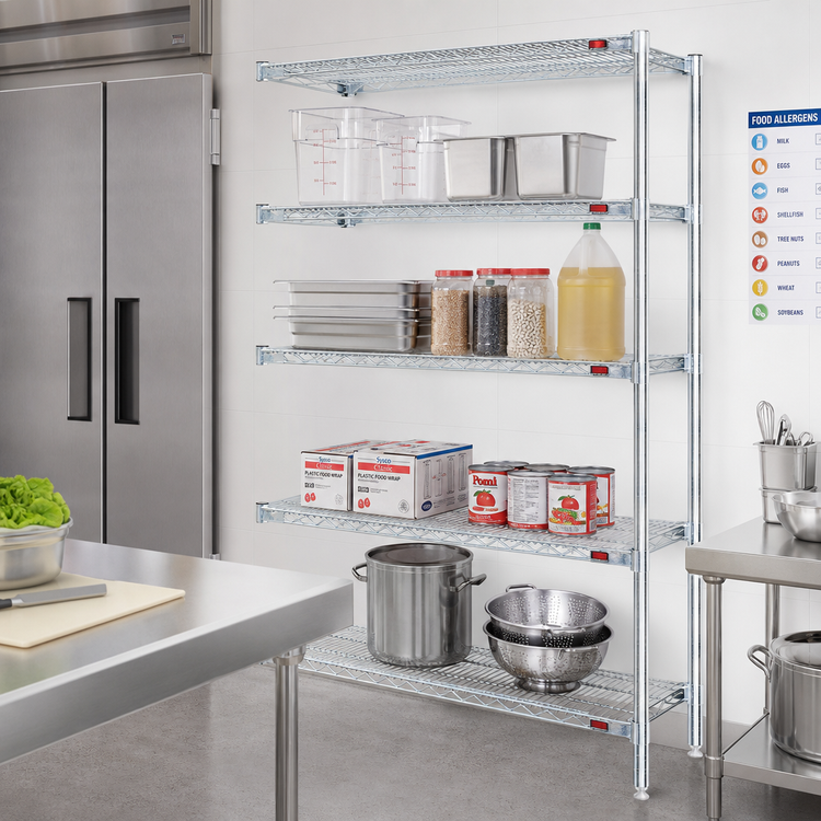 Product image #2 for Eagle Group 4-Tier Add-On Wire Shelving Unit, 36 x 21 x 74 Inches, Chrome-Plated