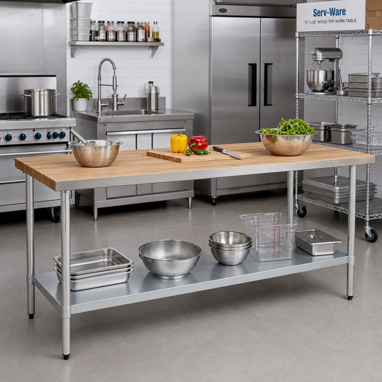 Product image #2 for Serv-Ware 72-Inch x 30-Inch Wood Top Work Table