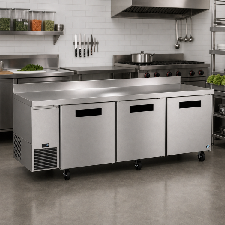 Product image #2 for Hoshizaki Steelheart WLR93B 93-Inch Three-Section Worktop Refrigerator, Side-Mounted Self-Contained