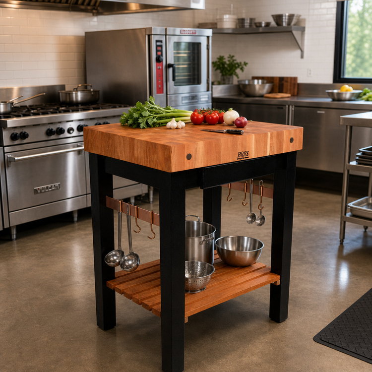Product image #2 for John Boos Rouge et Noir Pro Prep Bloc 24" x 24" x 36" End Grain Cherry Butcher Block Work Table