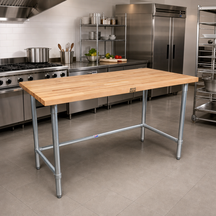 Product image #2 for John Boos 36-Inch x 36-Inch Wood Top Work Table with Stainless Steel Legs