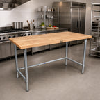 Thumbnail image #2 for John Boos TNB13 36 x 36-Inch Wood Top Work Table, 2-1/4-Inch Edge-Grain Northern Hard Rock Maple, Stainless Steel Base, No Backsplash