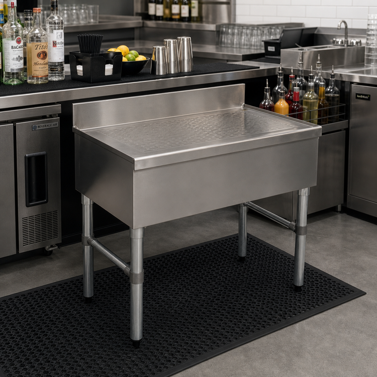 Product image #2 for Advance Tabco Underbar Basics SLD-18 Free-Standing Bar-Type Drainboard with 4-Inch Backsplash