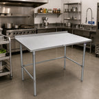 Thumbnail image #2 for John Boos Stallion ST4R1.5-3660GBK 60 x 36 Inch Stainless Steel Work Table with 1-1/2 Inch Rear Up-Turn and Open Galvanized Base