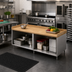 Thumbnail image #2 for BK Resources 96-Inch x 30-Inch Hard Maple Top Chef Table with Open Front Stainless Steel Cabinet Base