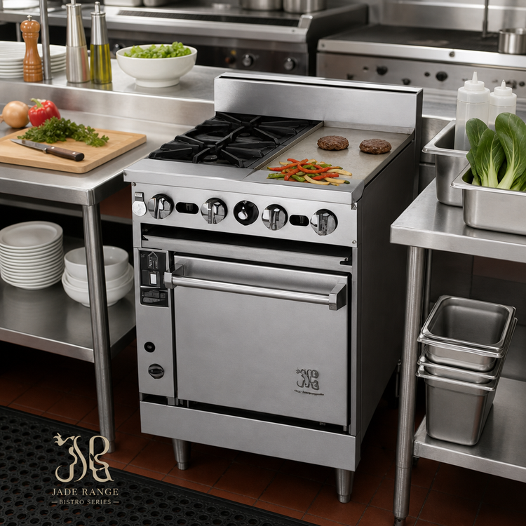 Product image #2 for Jade Range Bistro JBR-2-12G 24" Gas Restaurant Range with (2) Open Burners & 12" Griddle