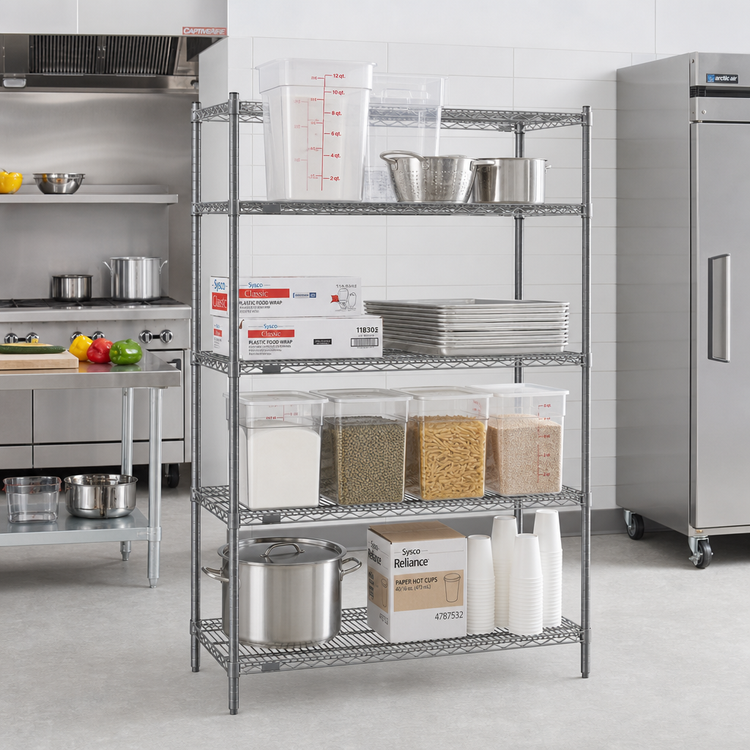 Product image #2 for Eagle Valu-Master Red-i-Pak 4-Tier Stationary Wire Shelving Unit, 36W x 24D x 74H, Pewter Gray Epoxy Finish