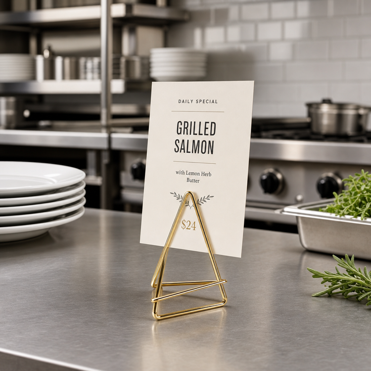 Product image #3 for American Metalcraft Geometric Gold Metal Menu Card Holder, 3-Inch