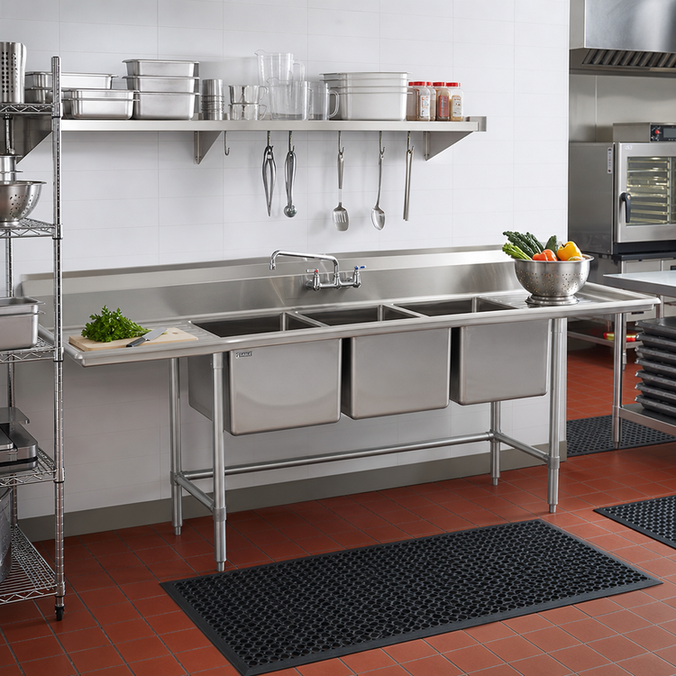 Product image #2 for Eagle Group S16 Series 3-Compartment Stainless Steel Sink with Left and Right Drainboards, 115-Inch W x 27-Inch D