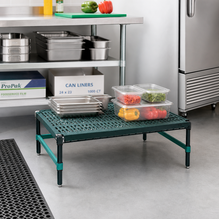 Product image #2 for QuadPlus Stationary Dunnage Rack with Standard Shelf and Louvered Polypropylene Mat, 36 x 18 x 14 Inches, 1000 lb. Capacity