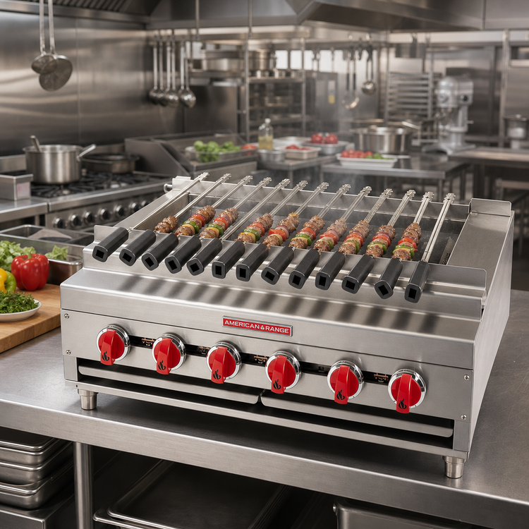 Product image #2 for American Range ARKB-72 72-Inch Gas Countertop Kebob Broiler with 12 Individually Controlled Burners