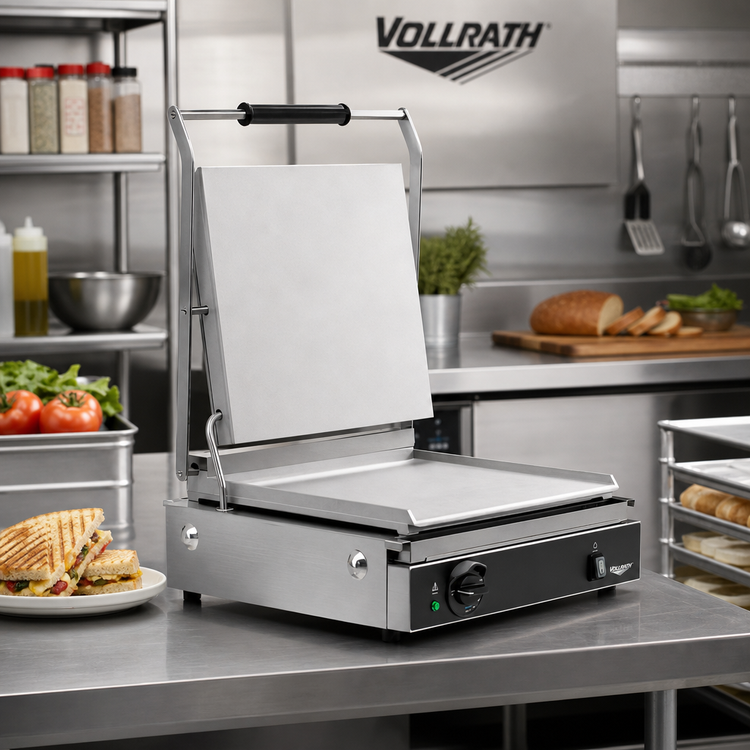 Product image #3 for Vollrath Super-Size Countertop Panini Sandwich Grill with Smooth Aluminum Plates, Manual Controls
