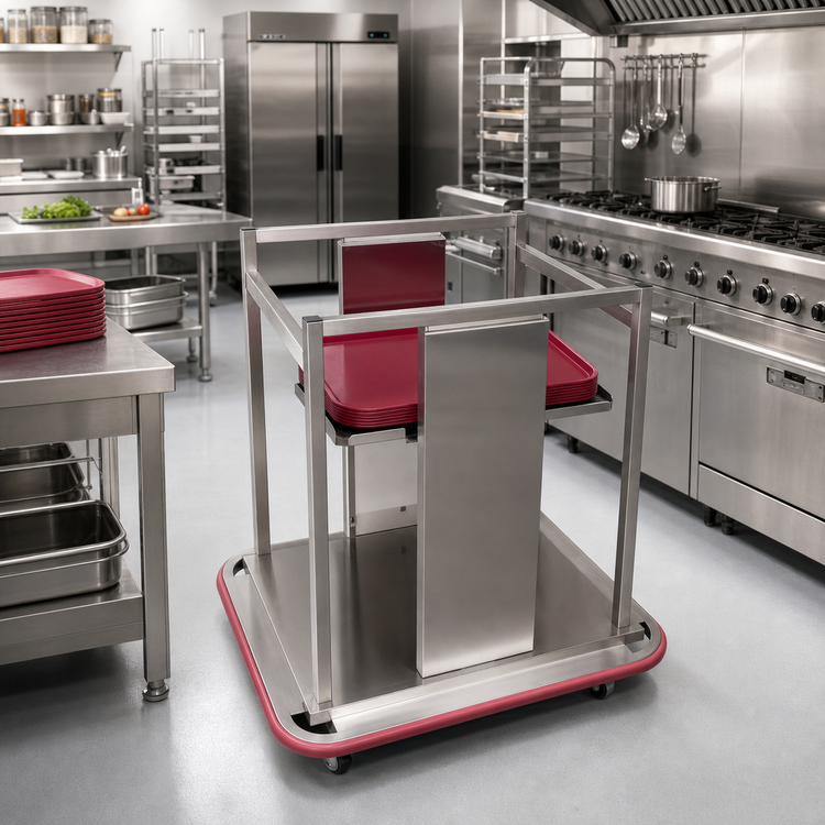 Product image #2 for Mobile Open Tray Dispenser for 15" x 20" Trays, Stainless Steel