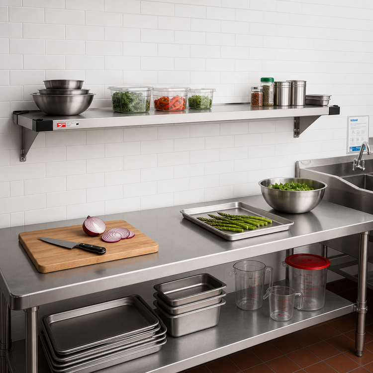 Product image #2 for Metro Super Erecta 60 Inch x 18 Inch Flat Solid Stainless Steel Shelf with Raised Ship's Edge