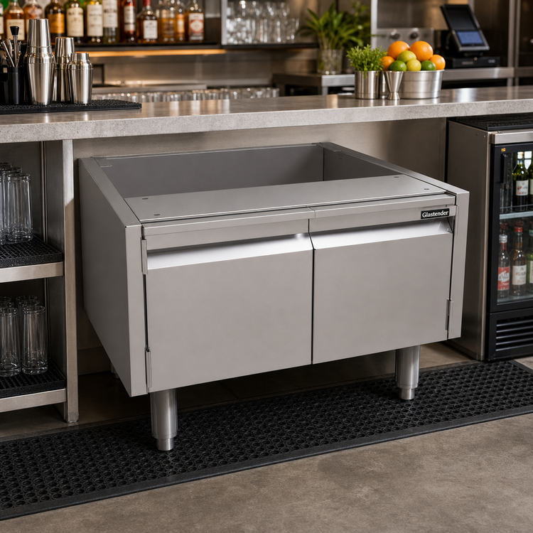 Product image #2 for Glastender ACB-24 24-Inch Wide Stainless Steel Underbar Add-On Cabinet Base with Two Hinged Doors