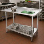 Thumbnail image #2 for Advance Tabco SFG-240 30 x 24 Inch Stainless Steel Work Table, 16 Gauge 430 Top, Rear Up-Turn, Adjustable Undershelf