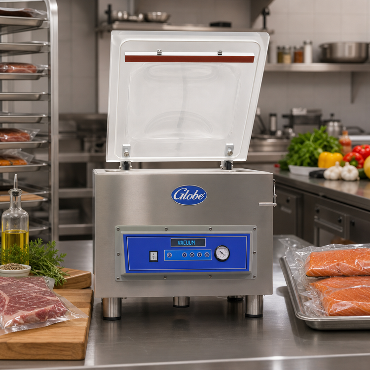 Product image #2 for Globe Advanced Countertop Single-Chamber Vacuum Packaging Machine with 16.5-Inch Seal Bar and Gas Flush