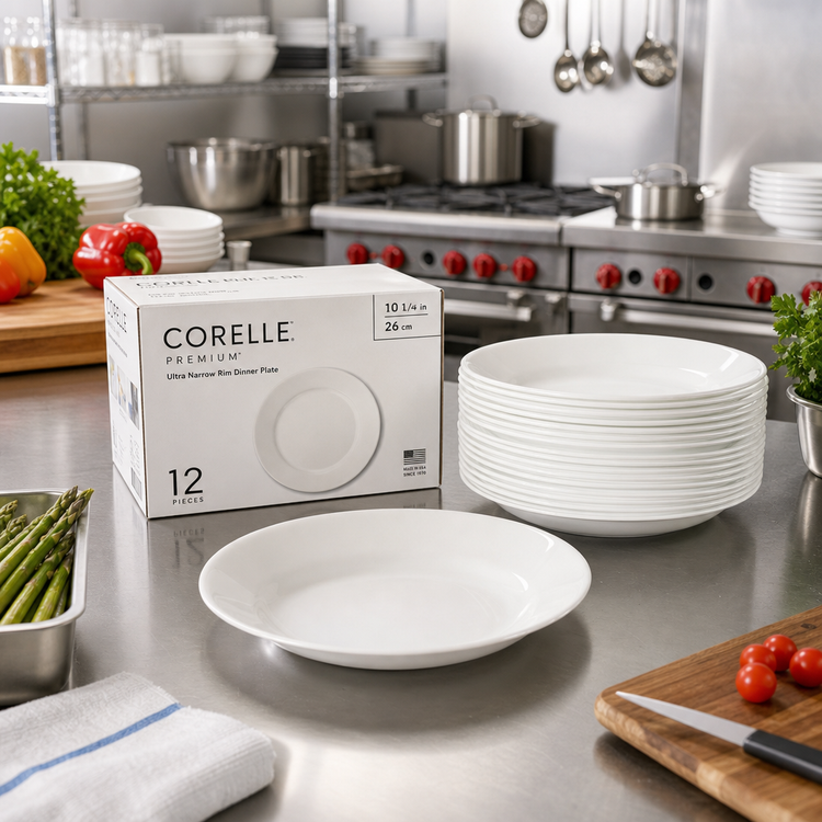 Product image #2 for Corelle Premium Ultra Narrow Rim Dinner Plate, 10 1/4-Inch / 26 cm, Case of 12
