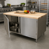 Thumbnail image #2 for BK Resources Dual-Access Hard Maple Chef Table with Stainless Steel Cabinet Base and Hinged Doors, 48 x 30 x 34-3/4 Inches