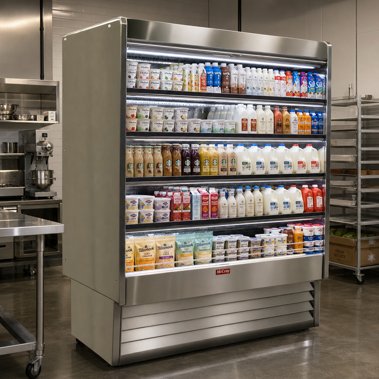 Product image #2 for Howard-McCray 35E Series Remote Dairy Open Merchandiser, Endless Design, 99" W x 78.5" H, Stainless Steel, LED