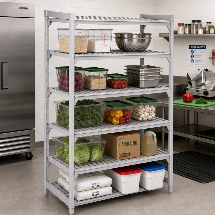 Product image #3 for Cambro Camshelving Premium 5-Shelf Stationary Starter Unit, 21 x 60 x 72 Inches, Vented, Speckled Gray