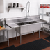 Thumbnail image #2 for John Boos E-Series 3-Compartment Stainless Steel Sink with Dual Drainboards, 84-Inch Wide