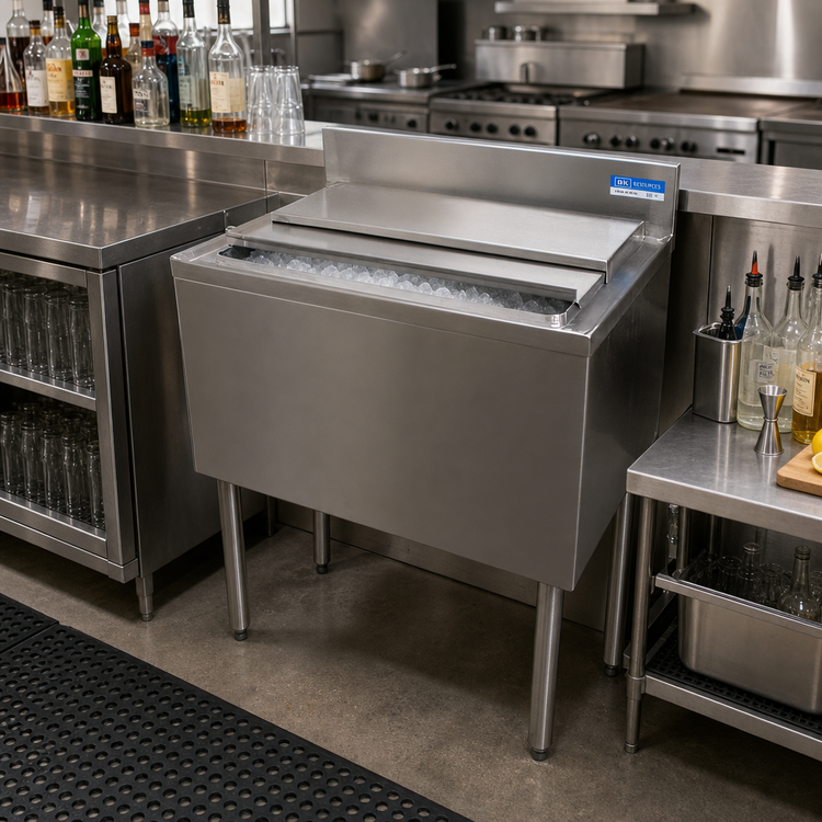 Product image #3 for BK Resources Underbar Insulated Ice Bin with 7-Circuit Cold Plate, 140 lb Capacity, 48 Inch Wide