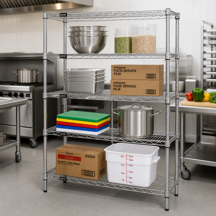 Product image #2 for Quantum 60 in. x 21 in. x 54 in. Chrome Wire Shelving Starter Kit