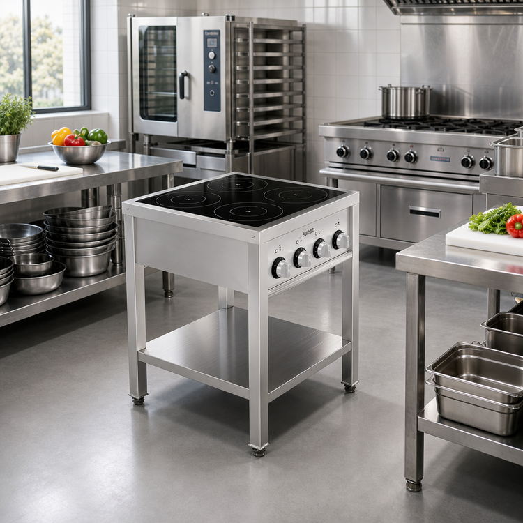 Product image #2 for Eurodib Commercial Freestanding 4-Zone Induction Cooktop, 208V 3-Phase