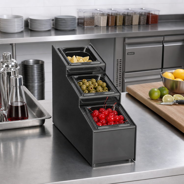 Product image #2 for Vollrath 3-Section Countertop Condiment Caddy with 3 Included 1/6 Size Pans