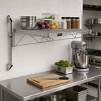 Thumbnail image #2 for Quantum WC14-CB2148GY Cantilever Single-Shelf Wall-Mount Wire Shelving Kit, 48"W x 21"D, Gray Epoxy