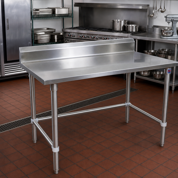Product image #2 for John Boos Stallion 72" x 36" Stainless Steel Work Table with 5" Backsplash