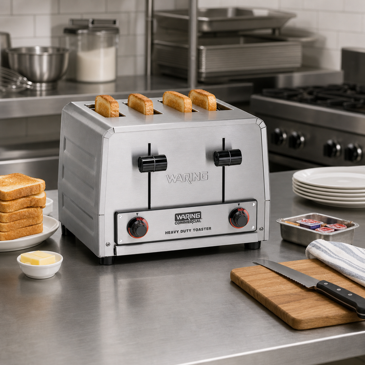 Product image #3 for Waring Commercial Heavy-Duty 4-Slice Pop-Up Toaster with 4 Standard 1-1/8-Inch Slots, 208V
