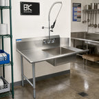 Thumbnail image #2 for BK Resources BKSDT-48-L-P3-G 48-Inch Straight Left-to-Right Soiled Dish Table with Pre-Rinse Sink and 10-Inch Backsplash