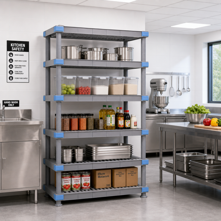 Product image #2 for Millenia Gray Polymer Stationary Starter Shelving Unit, 72 Inch W x 21 Inch D x 74 Inch H, 5 Shelves, 2,000 lb Capacity