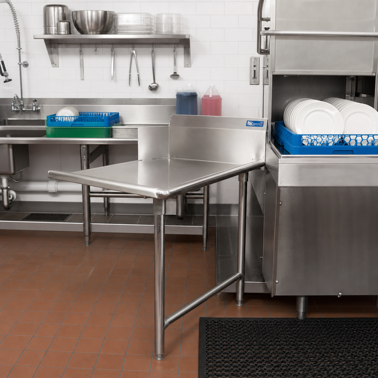 Product image #2 for BK Resources 60-Inch Straight Clean Dish Table with Left-to-Right Operation, 304 Stainless Steel Top