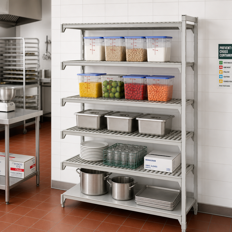 Product image #3 for Cambro Camshelving Premium 72-Inch x 21-Inch x 84-Inch 5-Tier Vented and Solid Add-On Polymer Shelving Unit