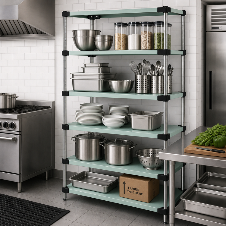 Product image #2 for 54 Inch x 21 Inch x 86 Inch 304 Stainless Steel Solid Shelving Starter Kit with 5 Shelves