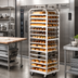 Thumbnail image #2 for Adamatic/Revent A-Style Roll-In Oven Rack with Stainless Steel Lift Bracket, 10-Pan Capacity