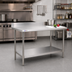 Thumbnail image #2 for Omcan 48 x 24 Inch 20-Gauge Stainless Steel Work Table with 4 Inch Backsplash and Undershelf