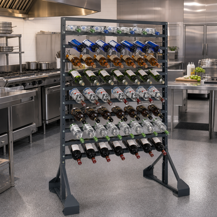 Product image #2 for Quantum Double-Sided Back Bar Cooler Rail Rack, 36 x 20 x 53 Inches, 12 Rails
