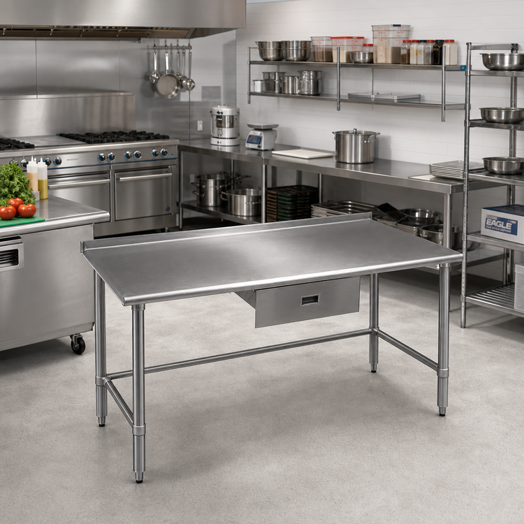 Product image #2 for Eagle Group Budget Series 48-Inch x 30-Inch Stainless Steel Work Table with 1-1/2-Inch Rear Up-Turn