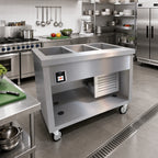 Thumbnail image #2 for Duke Manufacturing Thurmaduke TFCP-46SS-N7 3-Section Flush-Mount Mobile Refrigerated Cold Pan Unit, 46-Inch, Stainless Steel, R290