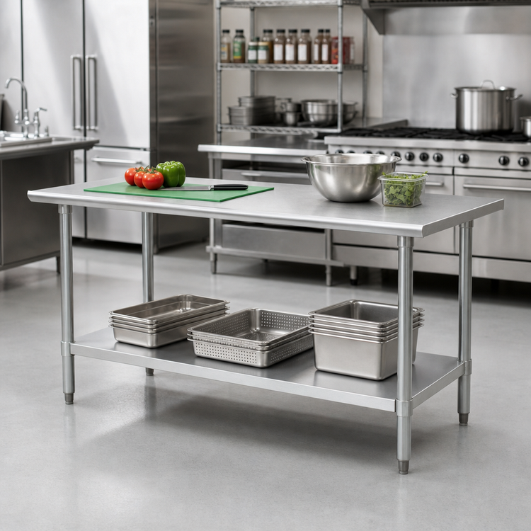 Product image #2 for Eagle Group Budget Series 84-Inch x 36-Inch Flat Top Work Table with Adjustable Undershelf