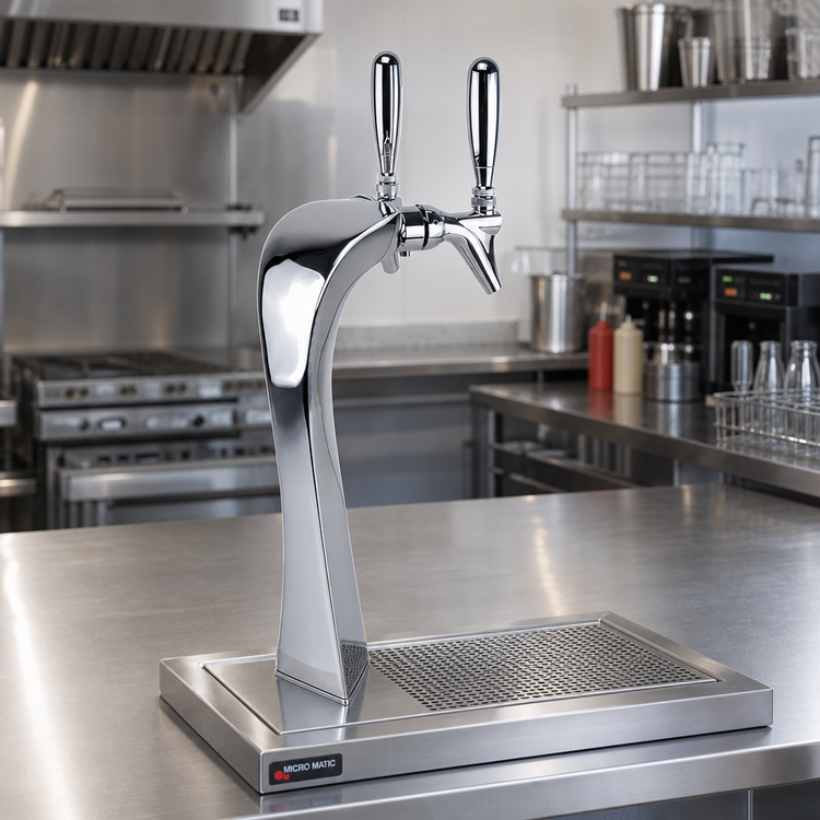 Product image #2 for Micro Matic Edge 2-Faucet Glycol-Cooled Draft Tower, Chrome Finish