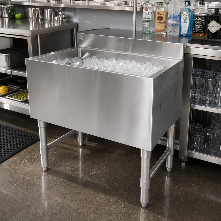 Product image #2 for 36-Inch Underbar Stainless Steel Ice Chest with 11-Inch Deep Bin and 115 lb. Capacity