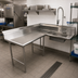 Thumbnail image #2 for Advance Tabco Korner Standard Series L-Shaped Left-Hand Soil Dishtable with Pre-Rinse Sink, 71 Inch, 16-Gauge 304 Stainless Steel