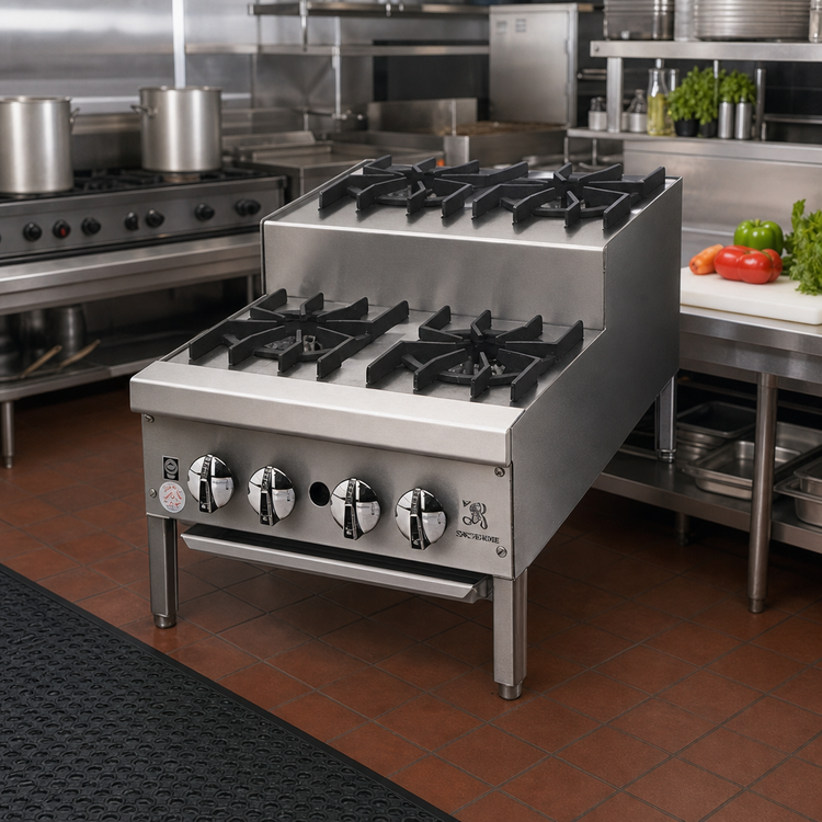 Product image #2 for Supreme JHPE-3-336-F 36-Inch Gas Step-Up Hotplate with (6) Open Burners