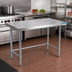 Thumbnail image #2 for BK Resources 72-Inch x 30-Inch Open Base Flat Top 18-Gauge 430 Stainless Steel Work Table with Galvanized Legs