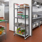 Thumbnail image #2 for Cambro Camshelving® Elements EXU182464VS4480 4-Tier Stationary Polymer Shelving Unit, 18"W x 24"L x 64"H, 3 Vented + 1 Solid, Gray